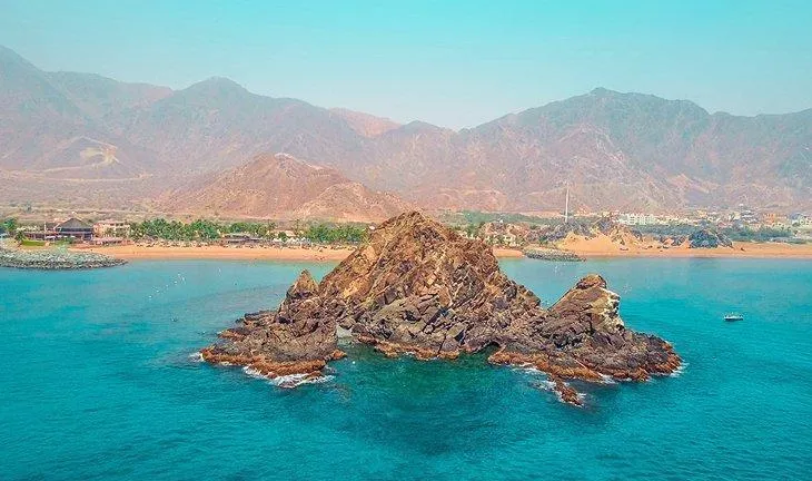 Fujairah mountain and city landscape