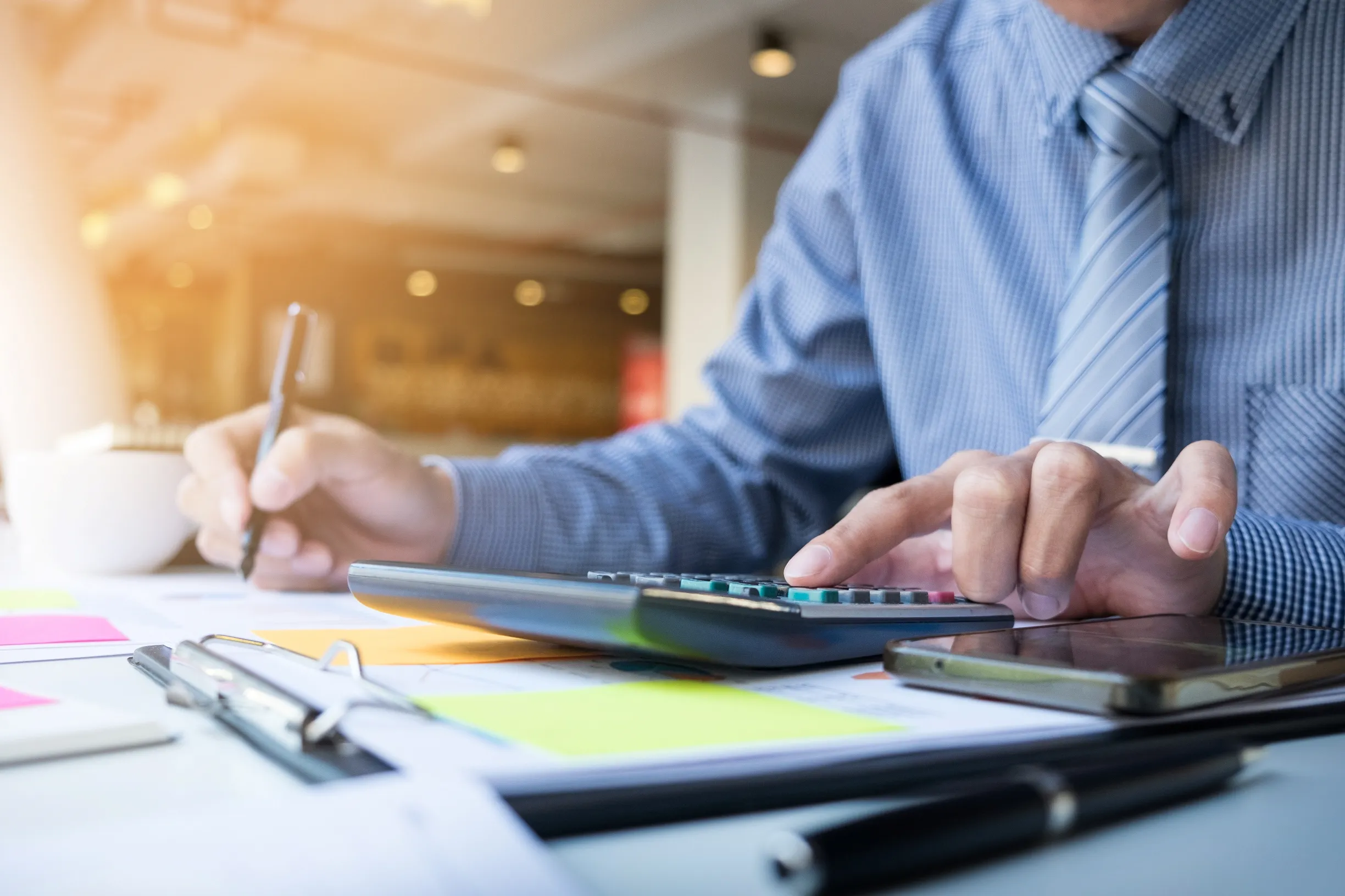Finance professional reviewing business accounts