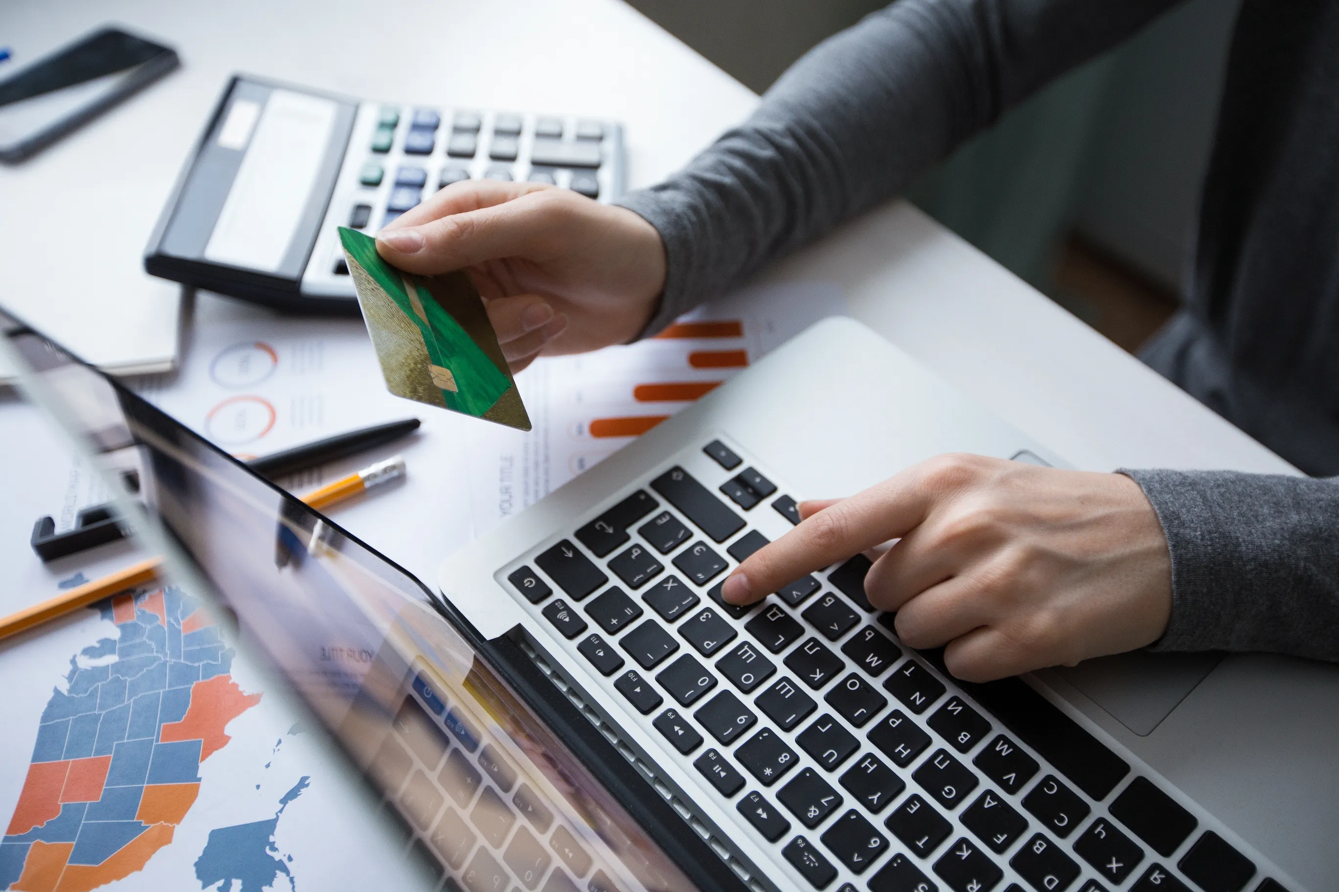 Business owner reviewing a digital payment and banking process